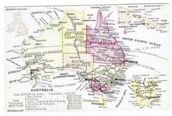 Australia ILLUSTRATED MAP POSTCARD-STATISTICS-UNUSED