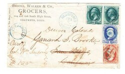 SCARCE 8c REGISTRY RATE(1874-75)-3c(pair-double rate)1c & ...