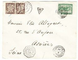 French Congo Sc#38(single frank)-LAMBARENE 24/JANV/05-SHORTPAID-to ...