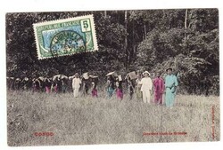 Middle Congo Sc#5-LIBREVILLE 20/FEVR/07(?)-postcard view CARAVAN DANS ...