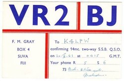 Fiji SG#301(pair)-GOVT BUILDINGS P.O. FIJI 13/??/61-Q.S.O.RADIO CARD ...