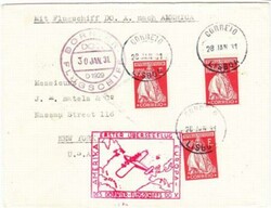 DO-X PORTUGAL Sc#421-HiValu(x3)-LISBON 28/JAN/31-envelope-ON BOARD ...