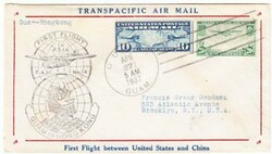 Sc#C7,#C21-TRANSPACIFIC CLIPPER-FIRST FLIGHT-GUAM APR/27/1937-TO HONG ...