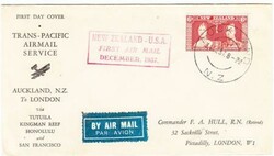 New Zealand CORONATION ISSUE-SG#-601 TRANSPACIFIC CLIPPER-FIRST ...