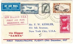 New Zealand SG#572,#588,#590,#599-WELLINGTON 27/DE/37-VIA SAMOA ...