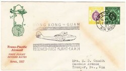 Hong Kong CHINA-SG#127,#128-HONG KONG AIR MAIL 29/AP/37-TRANSPACIFIC ...