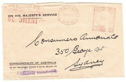 Australia POSTAL METER-PADDINGTON N.S.W.26/MAY/41-PATRIOTIC ...