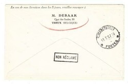 Belgian Congo Sc#C7,#139-1ST FLIGHT-Mu#54-KINDU 16/2/37-TO ...