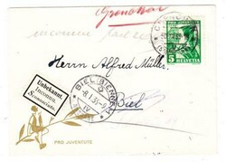 Switzerland SEMIPOSTAL-Sc#B73(single frank)-GRENCHEN 30/XII/35-PRO ...