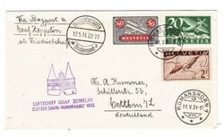 GRAF ZEPPELIN SWITZERLAND DISPATCH-Sc#C9,#C4,#C15-BALTIC SEA ...