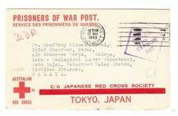 AUSTRALIA RED CROSS POW ENVELOPE-BRITISH CIVILIAN INTERNEE-BATU GAJAH ...