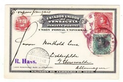 Venezuela Postal Card-HG:10a(FEBRERO DE 1900)-UPRATED Sc#142-LA ...