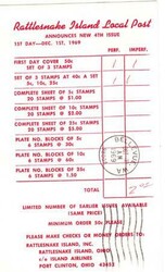 RATTLESNAKE ISLAND OCT/28/1969-10c REEVES PHEASANT LOCAL POST-US ...