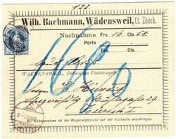 Switzerland Sc#94a(single frank)-C.O.D. CARD(Nachnahme)-WADENSWEIL ...