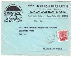 Brazil Sc#253-SANTOS 24/NOV/1928-ILLUSTRATED ADVERTISING-TO USA