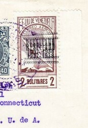 Venezuela Sc#279,#C74-DOUBLE OVERPRINT-CARACAS REGISTERED(label)-TO ...