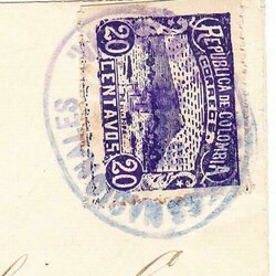 Colombia BARRAANQUILLA ISSUE-Sc#202b(single frank)-CORREOS NACIONALES ...