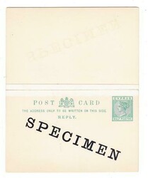 Cyprus DOUBLE Postal Card-HG:7-SPECIMEN-minor toning
