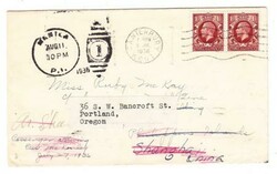 Great Britain SG#441(pair)CANTERBURY 5/JUL/1936-TO SHIPS ...