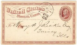 KANSAS CITY(Jackson County)MISSOURI-JUL/25/1873-Sc#UX1 POSTAL CARD-J ...