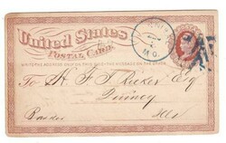 HANNIBAL(Marion County)MISSOURI-DEC/3/1873-BLUE FANCY CANCEL-Sc#UX1 ...