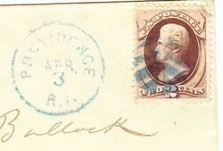 PROVIDENCE RHODE ISLAND-FANCY LEAF CANCEL(blue)-2c BANKNOTE-LOCAL ...