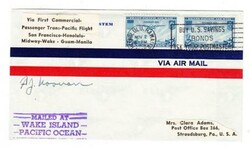MAILED AT WAKE ISLAND PACIFIC OCEAN(violet)-TRANSPACIFIC ...