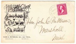 HILLSDALE COLLEGE-ILLUSTRATED ADVERTISING ENVELOPE-WITH ENCLOSED ...