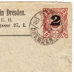 Germany STADT POST-DRESDEN-2 Pfennig POSTAL ENVELOPE(brown/red on ...