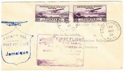 Haiti Sc#C2(x2)-FIRST FLIGHT-Mu#56-PORT AU PRINCE 29/NOV/30-T0 ...