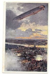 WWI ZEPPELIN OVER ANTWERP-ILLUSTRATED POSTCARD-UNUSED-MINOR WEAR-FEW ...