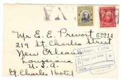 Cuba Sc#251,#240-HAVANA(straightline)-REGISTERED-FEB/23/1914-TO ...