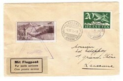 Switzerland Sc#C4-FIRST FLIGHT Mu#180-LEYSIN LAUSANNE POSTE AERIENNE ...