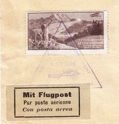 Switzerland Sc#C4-FIRST FLIGHT Mu#180-LEYSIN LAUSANNE POSTE AERIENNE ...