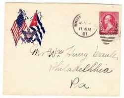 2c BUREAU-SPANISH AMERICAN WAR BICOLOR PATRIOTIC-US CUBAN FLAGS ...