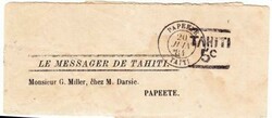 Tahiti POSTAL WRAPPER-HG:E1,TAHITI 5c-LE MESSAGER DE TAHITI.-PAPEETE ...