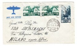 Eritrea ITALIAN-Sc#C7(pair)#164-POSTA MILITARE N.1E-3/6/36-AIR MAIL ...