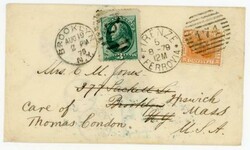 DUAL FRANKING Italy-Sc#36-FIRENZE FERROVIA 5/8/79-TRANSATLANTIC TO ...