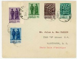 Katanga Sc#54,#53,#52,#62,#58-KOLWEZI-28/2/62-TO USA-minor wear/toning