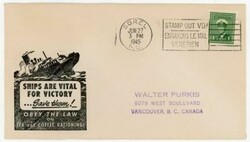 Canada SG#389-COIL STAMP-WWII PATRIOTIC-SINKING SHIP-...SAVE ...