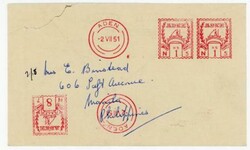 Aden POSTAL METERS-ILLUSTRATED DHOW-2/VII/51-THE BLUE FUNNEL LINE(on ...