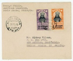 Ethiopia Sc#253,#251-ADDIS ABABA-25/11/46-SURFACE TO USA