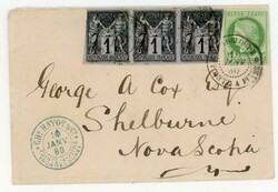 French Colonies GENERAL ISSUE Sc#38(strip of 3,small tear)-MIXED ...