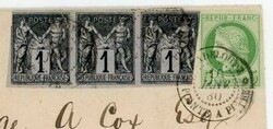 French Colonies GENERAL ISSUE Sc#38(strip of 3,small tear)-MIXED ...