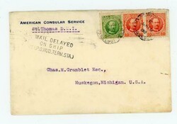 Danish West Indies Sc#43,#44(pair)-AMERICAN CONSULAR SERVICE/ST.TOMAS ...