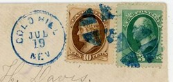 D.P.O.-10c &amp; 3c BANKNOTE-GOLD HILL(Storey County)NEVEDA-BLUE ...