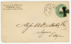 PETERSBURG(Dinwiddie County)VIRGINIA-FANCY CANCEL-CIRCA 1880-POSTAL ...