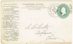 SWARTHMORE(Delaware County)PENNSYLVANIA-JAN/24-1881(docketing)-POSTAL ...