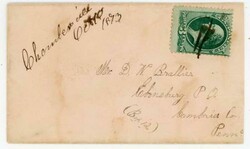CHAMBERSVILLE(Indiana County)PENNSYLVANIA-OCT/10/1873-HANDWRITTEN ...