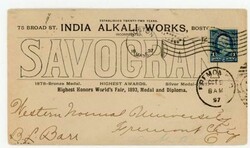 BOSTON MASSACHUSETTS-OVATE FLAG CANCEL-1897-PRINTED MATER RATE-INDUA ...